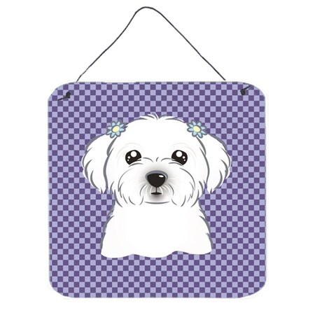 Carolines Treasures Purple Checkered Maltese Aluminium Metal Wall or Door Hanging Prints BB1134DS66